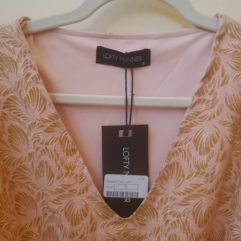 NWT S Lofty Manner Josie Peach Leaves Print Mini - Picture 6 of 10